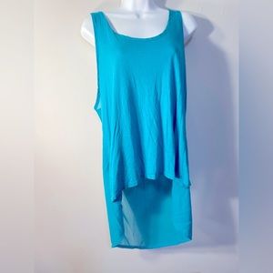 Women's Stylemint Size 4 Teal Sleeveless Sheer Tunic Tank